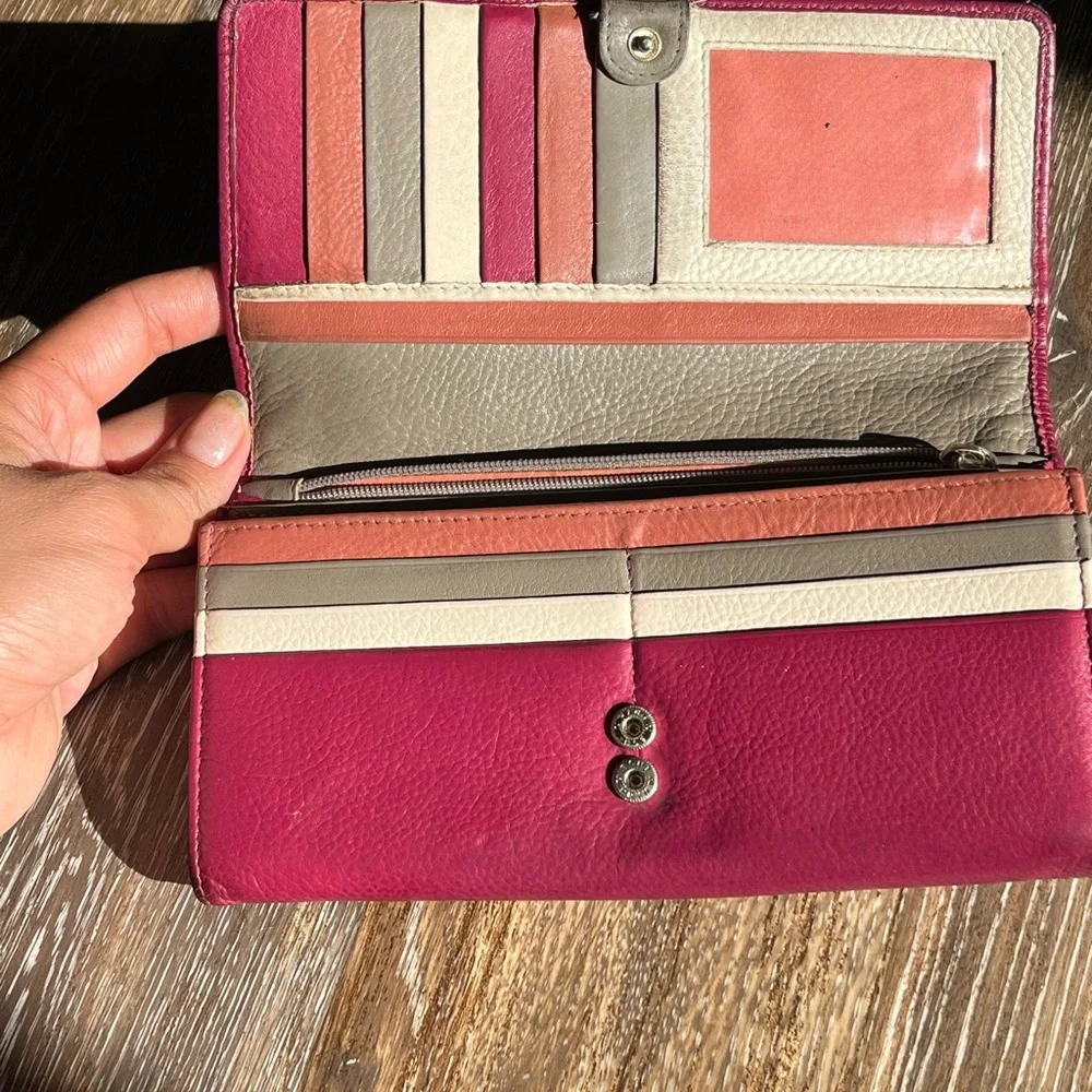 RADLEY LONDON Magenta Leather Flap Wallet with detailed Stars
